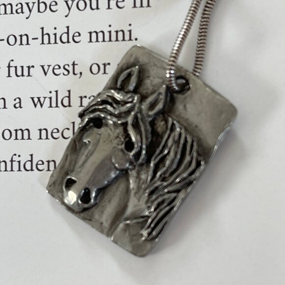 ARTISAN Sterling Necklace with Horse Pendant that says: "Here's Lookin' at Ya'" - Picture 6 of 11